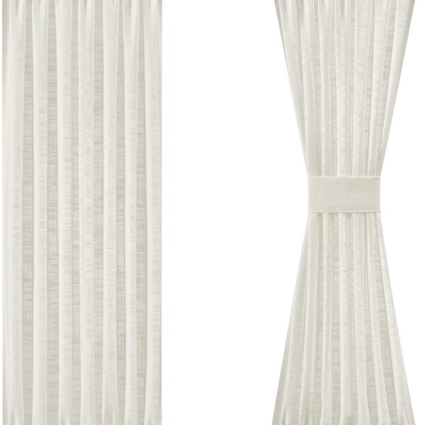 Linen Texture Sidelight Drapes Semi Sheer Privacy Covering