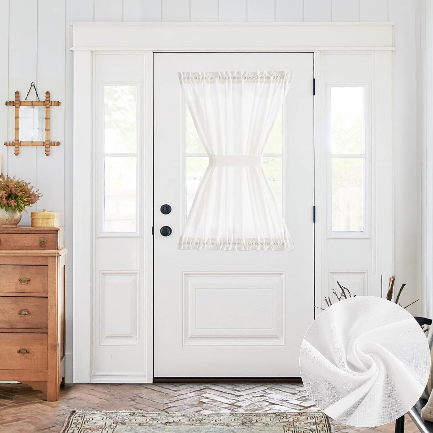 Linen Blend Front Door Drapes Light Filtering Panels