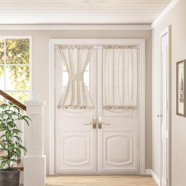 Linen Semi Sheer Door Drapes Dual Rod Pocket Privacy