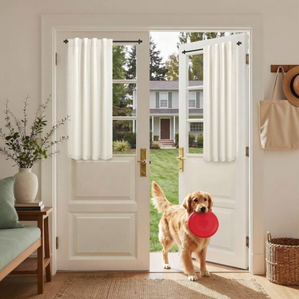 Blackout Linen Half Door Drapes Privacy Light Blocking
