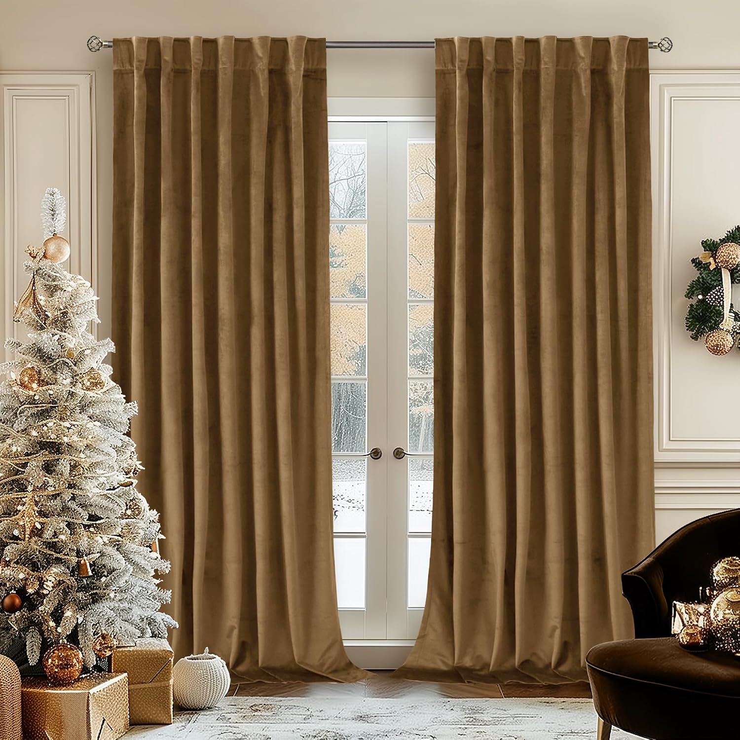 Linen Blackout Door Drapes Energy Saving Thermal Coverings