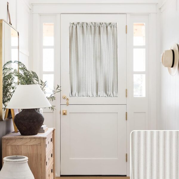 Striped Sheer Linen Door Drapes Farmhouse Privacy Covering