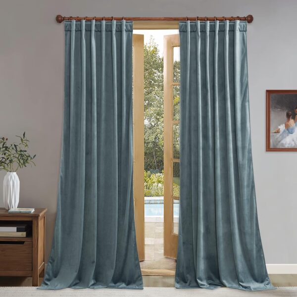 Pinch Pleated Linen Blend Blackout Door Drapes Thermal