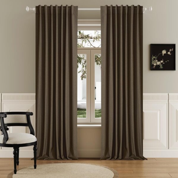 Double Layer Linen Blackout Door Drapes Noise Reducing Privacy