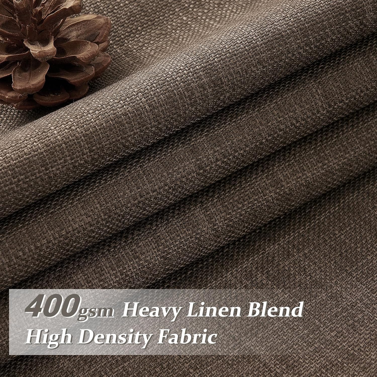 Pleated Linen Curtains Blackout Thermal Noise Blocking Rustic Windows - Image 2
